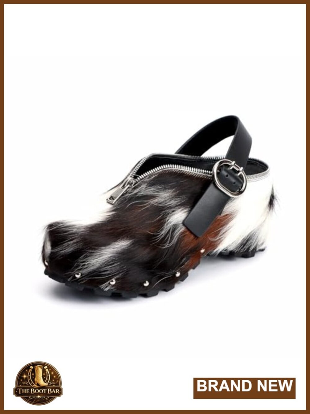 Handcrafted Calf-Hair Genuine Leather Platform Mules with Arch Support